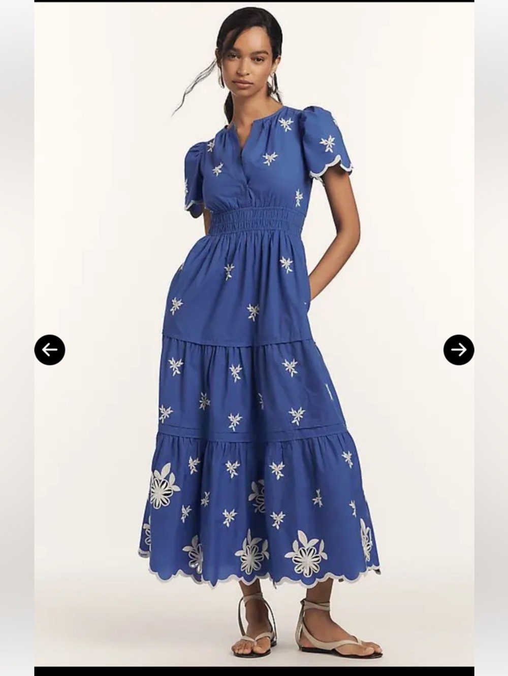 ANTHROPOLOGIE The Somerset Blue Embroidered Tiered Maxi Dress